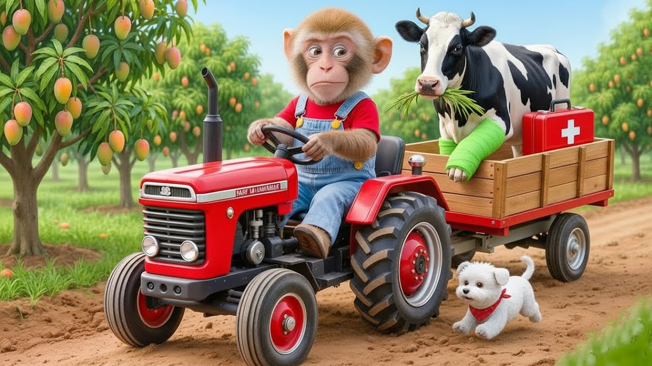 Monkey NaNa’s Farm Trip Turns Into CHAOS When a Cow Falls Into the Pond—His Smart Rescue Will Shock