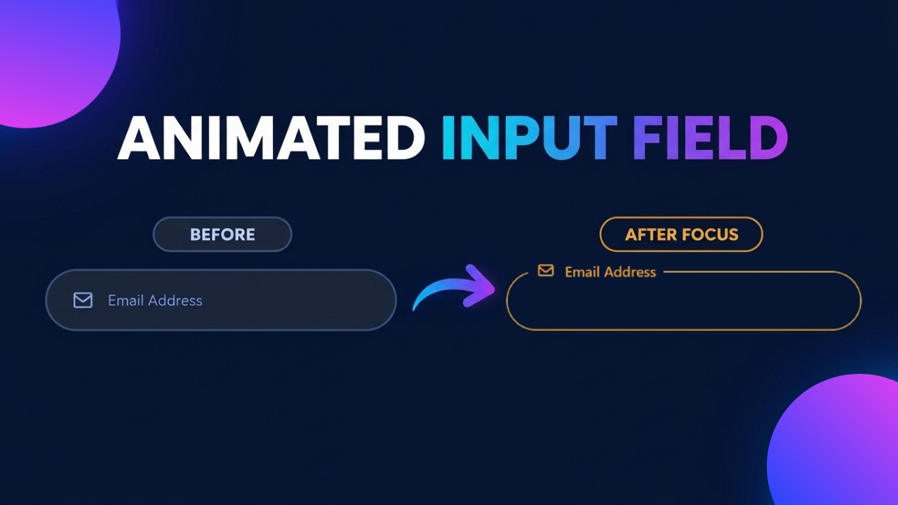 Animated Input Field Using HTML & CSS | Focus Border Animation - YouTube