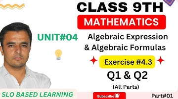 Class 9 Maths Exercise 4.3 Q1 & Q2 | Exercise 4.3 Class 9th Maths Q1 &Q2 #maths #algebraicformulas