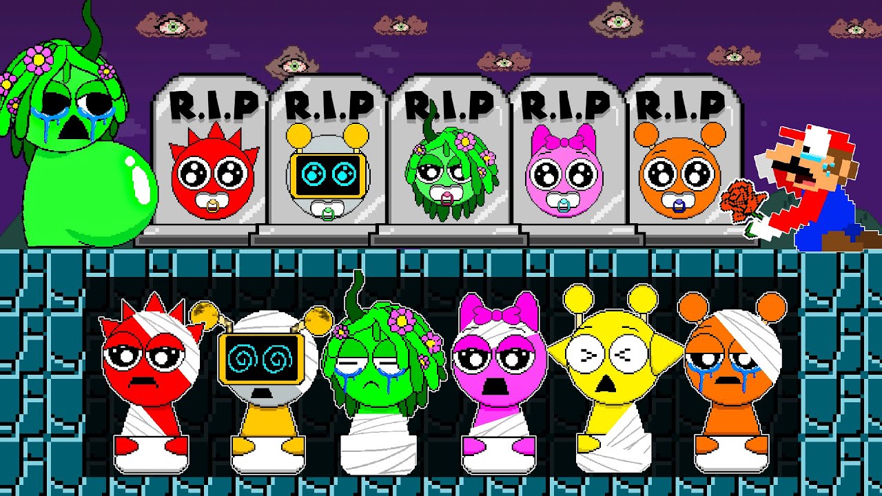 Mario and Vineria Green PREGNANT R.i.p All Baby Sprunki... Sad Story | Game Animation