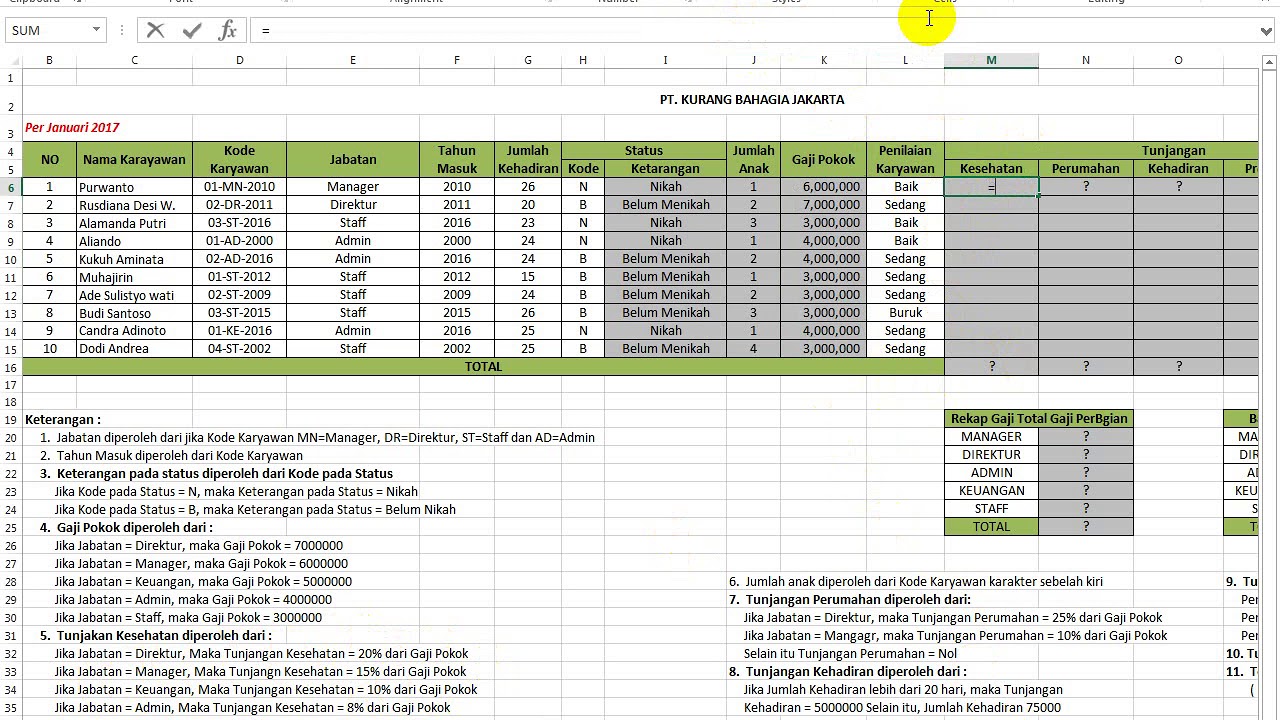 Kalau Soal Test Kerja Excel Seperti Ini Pasti Lolos - YouTube