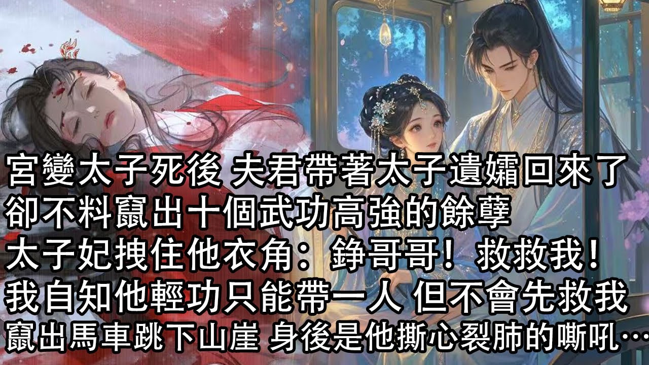 【一口氣看完】宮變太子死後 夫君帶著太子遺孀回來了，卻不料竄出十個武功高強的餘孽，太子妃拽住他衣角：錚哥哥！救救我！我自知他輕功只能帶一人 但不會先救我，竄出馬車跳下山崖 身後是他撕心裂肺的嘶吼…