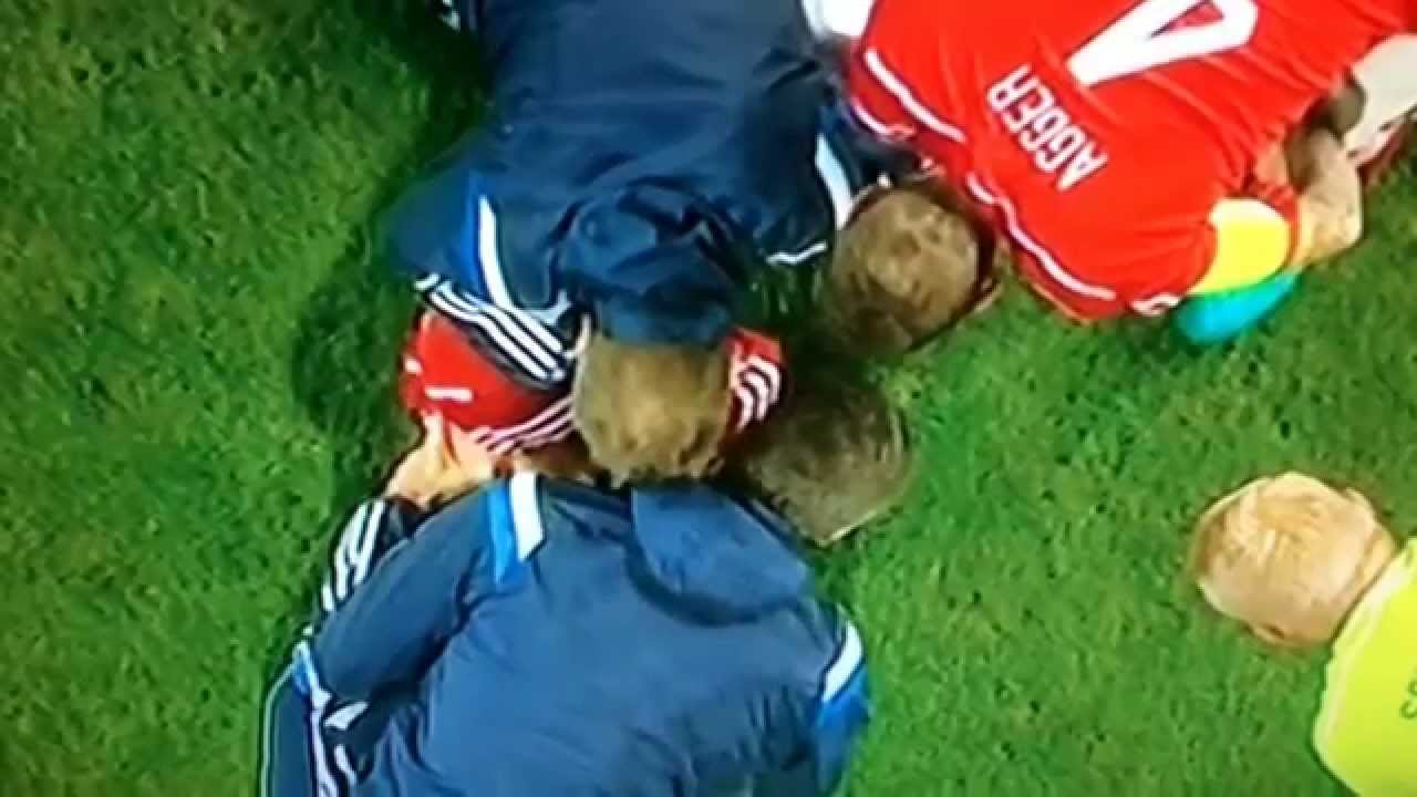 Football head injury, Denmark vs Portugal YouTube