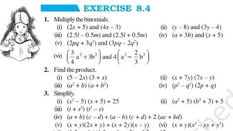 Ex 8.4 | Algebraic expressions and identities | Class 8th #maths #ncert
