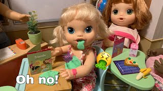 Baby alive Mariah gets sick at school 🤮￼