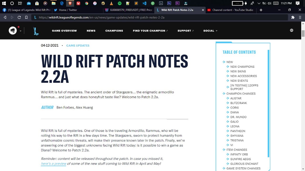 League of Legends: Wild Rift Patch Notes for 2.2A! Quick Preview!