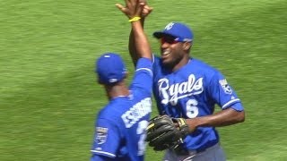 Lorenzo Cain CRASHES into the wall to rob a home run!