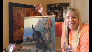 Economically hanging a Diamond Painting with Dowel Rods