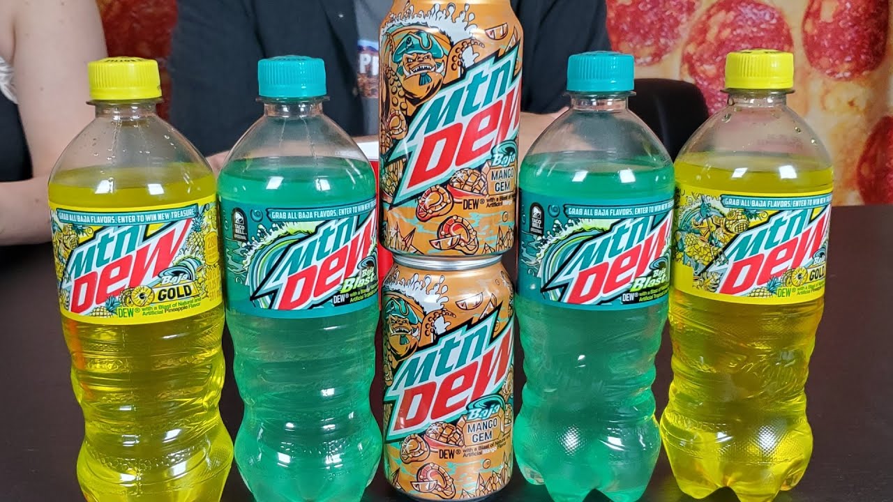 Mountain Dew New Baja Flavors Gold & Mango Gem