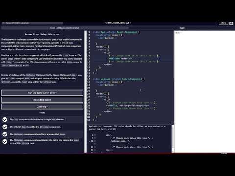 Access Props Using this.props - react freeCodeCamp   go through
