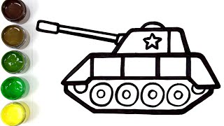 how to draw a tank and coloring easy