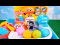 アンパンマンとバスボールで遊んだよ!お風呂で遊べるおもちゃのシンクで遊ぼう!