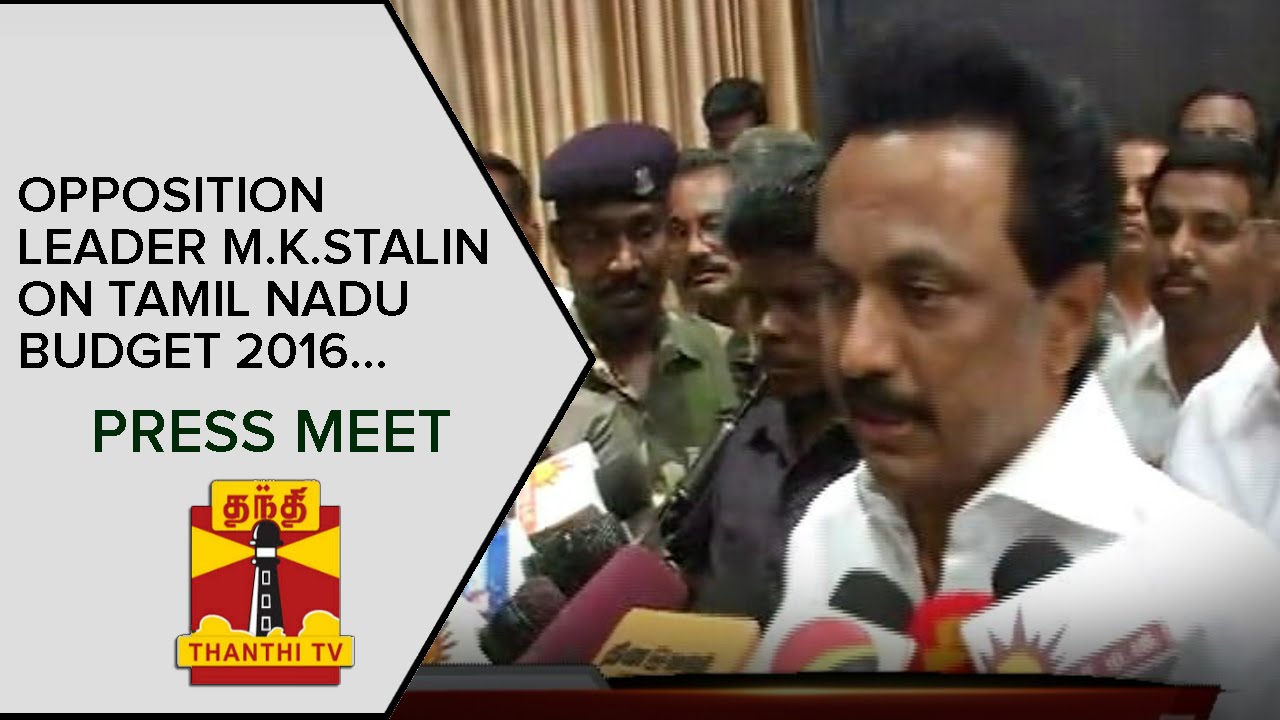 Opposition Leader M. K. Stalin on Tamil Nadu Budget 2016 | Press Meet - Thanthi TV