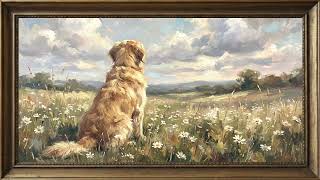 Golden Retriever in Meadow | Framed Impressionist Oil Painting TV Art | Screensaver 2 Hours screenshot 5