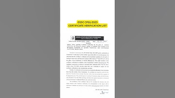 OSSC CPGL-2023 CERTIFICATE VERIFICATION LIST OUT 🔥 #ossc #osscjob #osssc