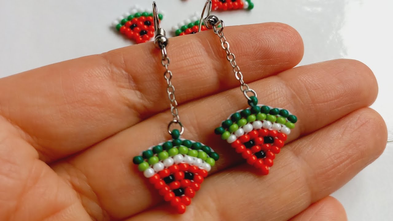 Kumboncuktan karpuz (tuğla tekniği)yapımı (kolye ,küpe ,bileklik ,anahtarlık )yapılabilir:))