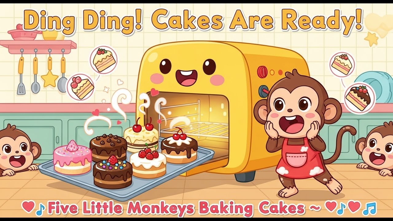 Five Little Monkeys Baking Cakes | Nursery Rhymes & Kids Songs | Counting Song for Kids