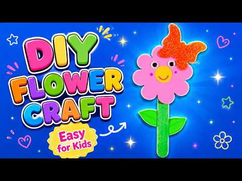 Easy DIY Flower Popsicle Stick Craft for Kids 🌸 Wooden & Paper Toy #diy #craft #craftyfun #kids