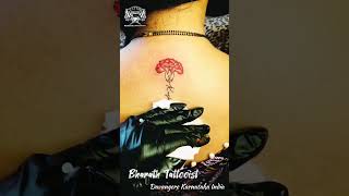 Carnation Flower with Names Tattoo | Tattoo by: Bharath Tattooist | Contact 8095255505 Information