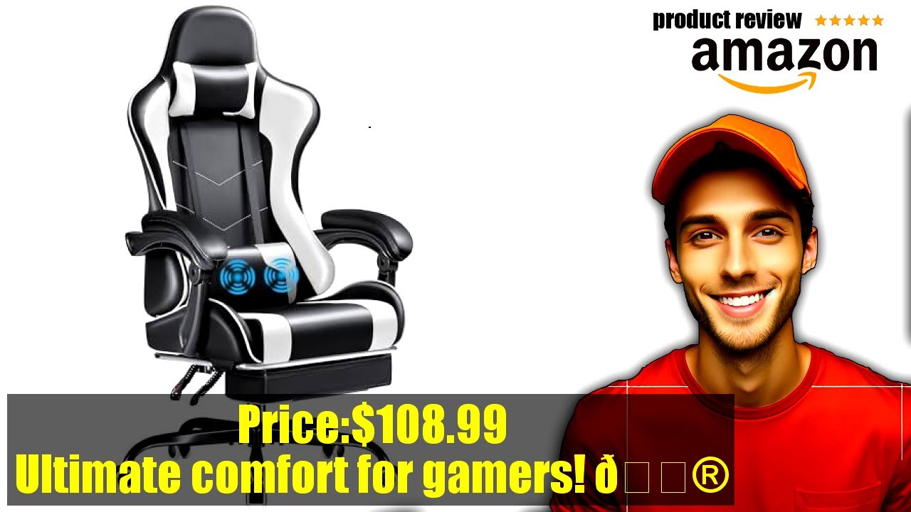 Buy Furmax Gaming Chair, Video Game Chair with Footrest and Massage Lumbar Support, Swivel Seat