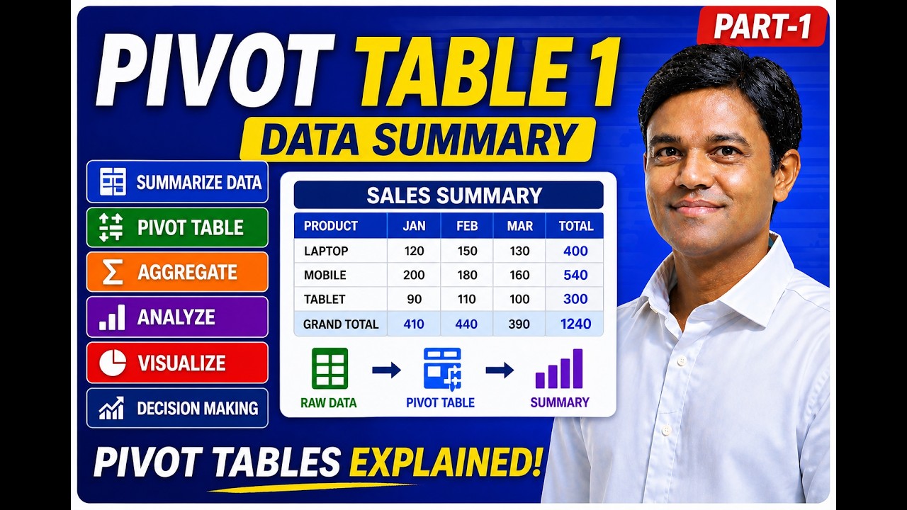Pivot Table | Data Summary | Data Analysis with Excel - YouTube