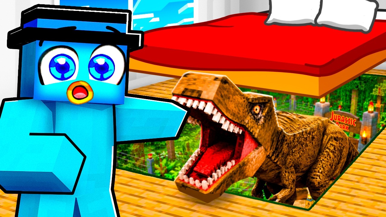 Construí un PARQUE JURÁSICO SECRETO en Mi HABITACIÓN en Minecraft!