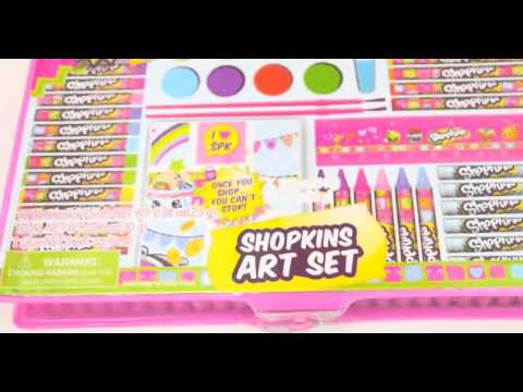 Shopkins Art Set Marker & Water Color Petkins Picture Painting - Toy Unboxing Video Cookie Swirl C - Youtube