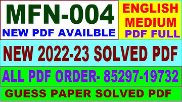 mfn 004 solved assignment 2022-23 / mfn 4 solved assignment in English / ignou mscdfsm solved