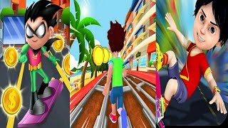 Shiva Subway Street Run 3D VS Subway Titan Run - Teen Go 2 VS Subway Speedo Run Super Hero Gameplay screenshot 1