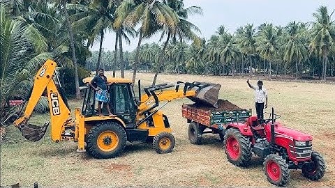 JCB 3dx Backhoe Loading Mud in Kubota 5501 | New Holland | Swaraj #jcbvideo #tractorvideo #jcb3dx