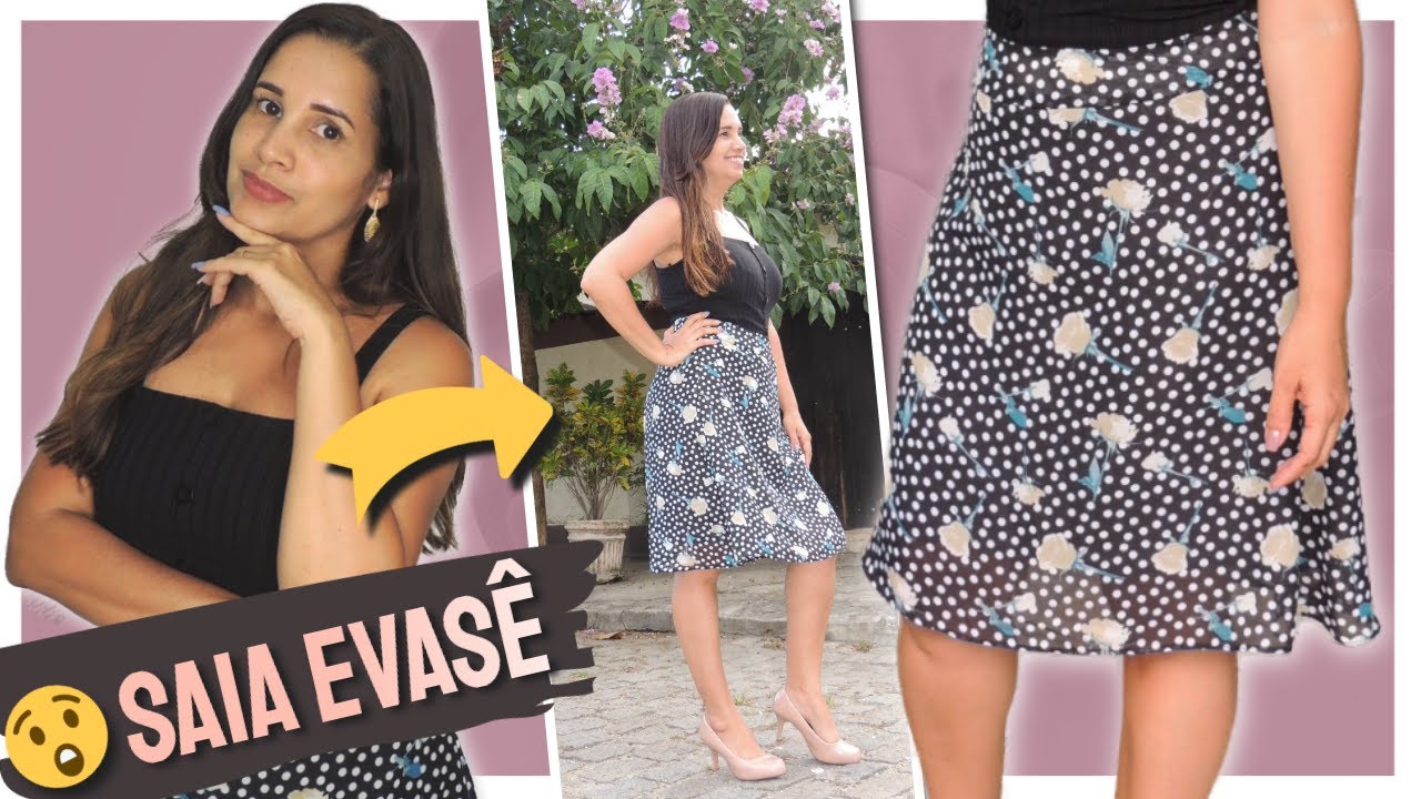 COMO FAZER SAIA EVASÊ (forro, cós anatômico, costura inglesa e bainha ...