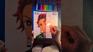 Drawing ✨ TANJIRO✨ with $0 🫪 ** turned into a masterpiece ** #shorts #drawing