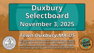 Duxbury Selectboard: 11/3/25
