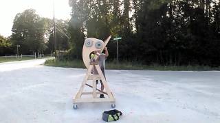 fauxmo Popular Mechanics build. Rolling Whipper Trebuchet. 150#/1#/750'