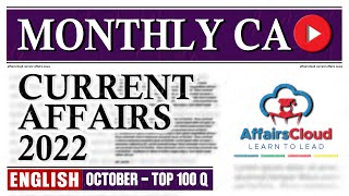 Current Affairs October 2022  English  Current Affairs  Affairscloud  Top 100
