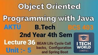 OOPs with Java Unit 5 (Lec : 36) Bean LifeCycle , Configuration & Springboot AKTU 2 Yr CSE/IT BCS403