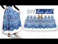 Very easy flared skirt cutting and stitching with elastic band  loyce diy sewing