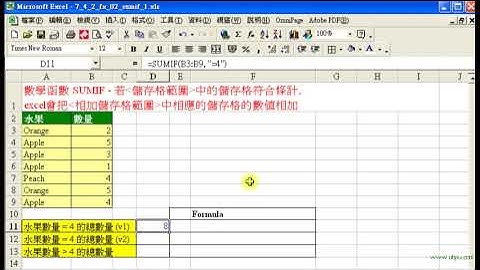 Spreadsheet試算表 (MS Excel) 函數應用 - SUMIF (1)