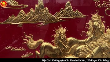 Tranh Đồng Phong Thủy - Tranh Đồng Mã Đáo Thành Công Mạ Vàng Nền Đỏ ( Hot !!! )
