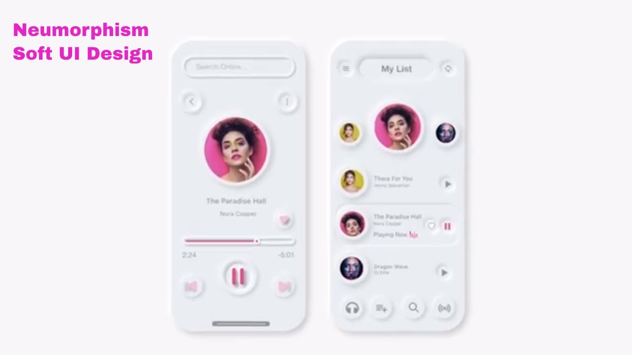 Neumorphism UI Design/ Music App - using Adobe XD - YouTube