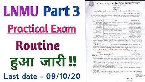 Lnmu part 3 practical examination programme list 2020