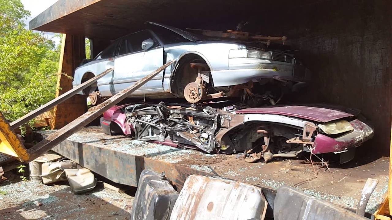 car crusher crushing cars 26 YouTube