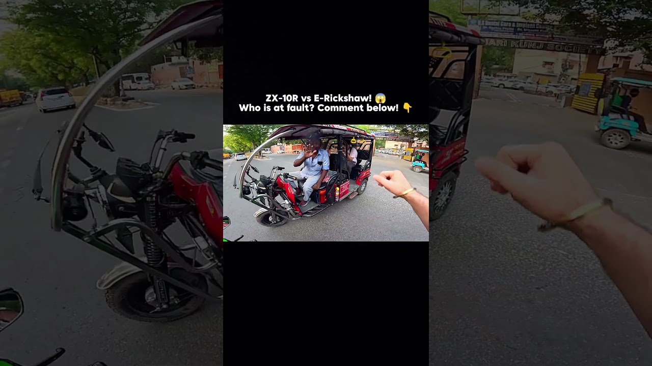 ZX-10R Almost Crashed! 😱 Close Call with E-Rickshaw #Shorts