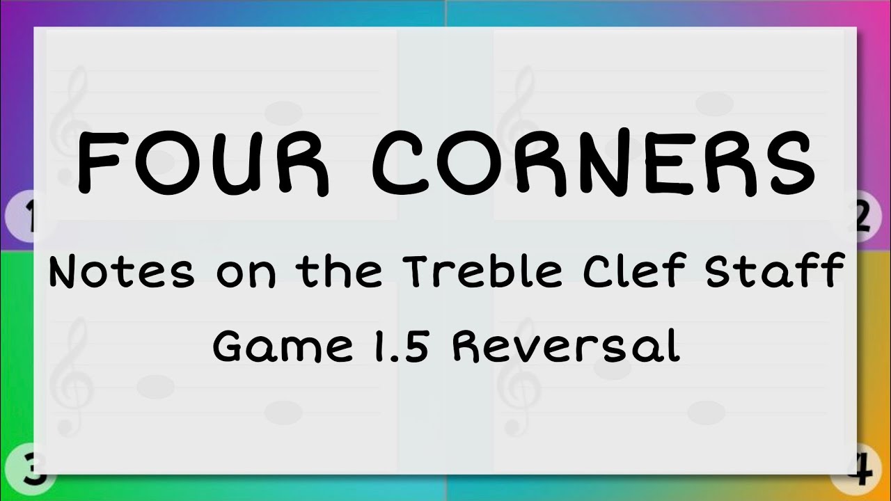 Four Corners: Notes on the Treble Clef Game 1.5 (Reversal)