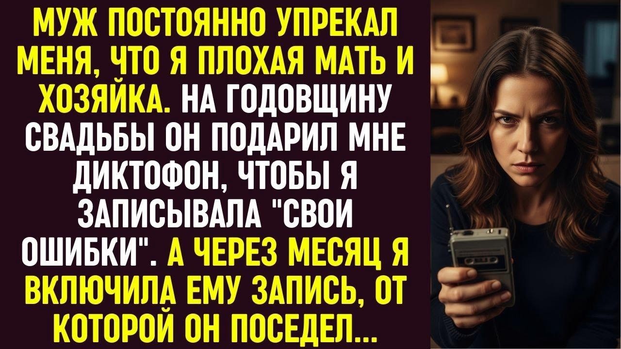 Муж подарил диктофон для моих ошибок, но запись, которую я включила, заставила его поседеть.