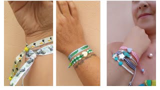 DIY Pulseras hechas con lazos ,fáciles de hacer y muy cómodas🎀