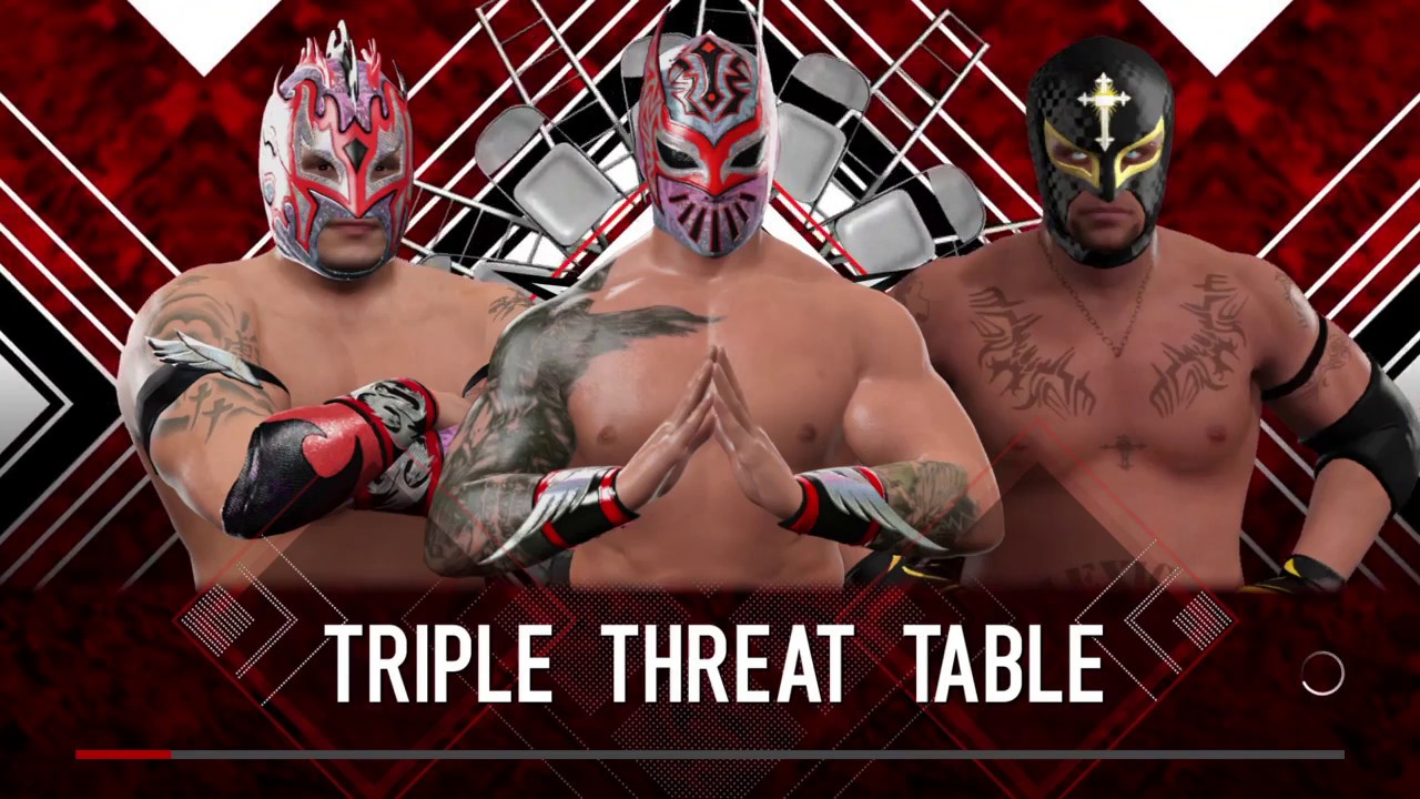 WWE 2K17 Sin Cara VS Kalisto VS Rey Mysterio In A Triple Threat Tabble Match