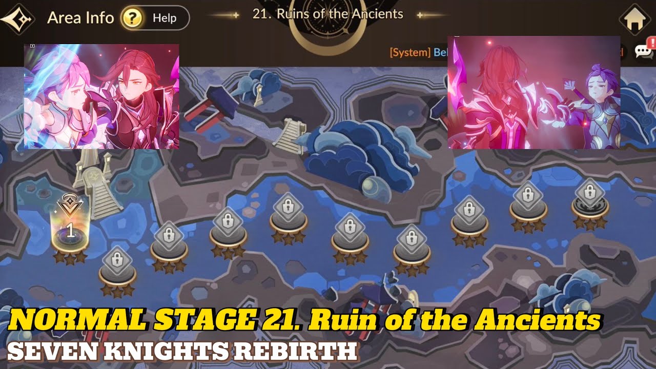 Normal Adventure FULL STAR Stage 21 Ruin of Ancients COMPLETE | Seven Knights Rebirth