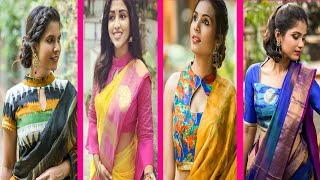 Trendy High Neck Blouses, Top High neck blouse designs for sarees, New style blouse patterns