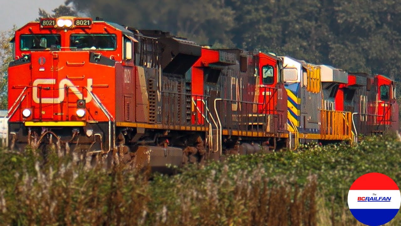 CN 8021 leads CN 103 at Glen Valley with a 4-unit lashup! - YouTube